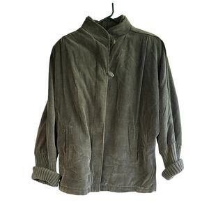 Studio Michelle Stuart Corduroy Jacket Olive Green Zip Button Small